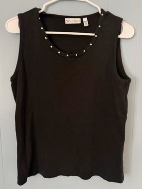 Rafaella Black Silver Studded Tank Top